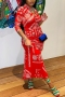 spring new stylish batch printing stretch single breasted casual maxi dress_Black_Red