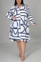 l-4xl plus size spring new stylish batch printing inelastic single-breasted loose casual midi dress_Black_White