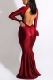 spring new stylish solid color hollow backless stylish 4 colors plus size slim halter neck sexy maxi dress_Black_Red