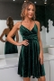 spring new stylish simple solid color velvet sling 6 colors pleated backless stretch good quality sexy mini dress_Black_Purple_Dark Green