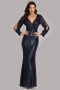 new stylish simple solid color sequin hollow stretch 7 colors plus size v-neck zip-up with padded elegant maxi evening dress(with lining)_Black_Dark Green_Rose Red_Dark Blue