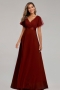 new stylish simple 6 colors solid color chiffon inelastic plus size zip-up elegant maxi evening dress(with lining)_Black_Dark Purple_Rose Red