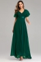 new stylish simple 6 colors solid color chiffon inelastic plus size zip-up elegant maxi evening dress(with lining)_Black_Dark Purple_Rose Red_Dark Blue_Pink_Green