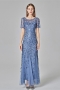 new stylish mesh sequin patchwork embroidery inelastic plus size 7 colors zip-up elegant maxi evening dress (with lining)_Black_Rose Red_Sky Blue