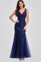 new stylish inelastic zip-up 5 colors plus size embroidered sequin sleeveless mesh patchwork elegant maxi evening dress(with lining)_Rose Red_Blue_Dark Blue