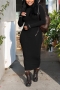 s-2xl spring plus size 10 colors ribbed knit lucky label embroidered stretch high waist zip-up thumb holes stylish bodycon midi dress_Black