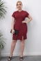 l-4xl summer new plus size 4 colors solid color stretch slit stylish casual simple midi dress_Black_Rose Red