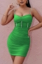 xs-l summer new three colors rhinestone decor stretch adjustable straps zip-up back ruched sexy bodycon mini dress (new added colors)_Red_Yellow_Green