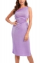 summer new 4 colors solid color inelastic hollow drawstring high slit classic stylish midi dress_Purple