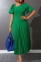 s-3xl summer new plus size 4 colors solid color stretch ruffle backless pleated zip-up side stylish casual midi dress_White_Blue_Yellow_Green