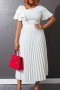 s-3xl summer new plus size 4 colors solid color stretch ruffle backless pleated zip-up side stylish casual midi dress_White