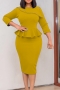 s-3xl summer new plus size three colors solid color stretch ruffle beaded decor zip-up back slit stylish midi dress_Purple_Blue_Yellow