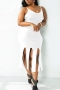 l-5xl summer new plus size 3 colors solid color stretch backless sling tassel sexy midi dress_Black_White