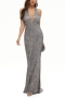 s-2xl summer new plus size 4 colors sequin decor mesh patchwork lining design stretch halter-neck zip-up fishtail elegant high quality maxi dress_Rose Red_Dark Blue_Silver