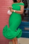 s-4xl summer new plus size two colors solid color slight stretch off shoulder fishtail hem design zip-up elegant high quality midi dress_Pink_Green