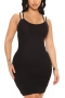 s-2xl plus size summer new 5 colors solid color stretch sling bodycon stylish simple sexy mini dress_Black