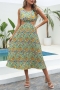 summer new two colors floral batch printing inelastic chiffon hollow sexy vacation style midi dress_Multicolor_Green