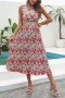 summer new two colors floral batch printing inelastic chiffon hollow sexy vacation style midi dress_Multicolor
