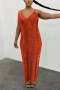 summer new stylish 8-colors sling solid color slight stretch plus size hollow sexy maxi dress_Black_White_Rose Red_Beige_Pink_Orange
