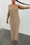 summer new stylish 8-colors sling solid color slight stretch plus size hollow sexy maxi dress_Black_White_Rose Red_Beige