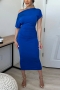 summer new stylish 5 colors simple solid color slight stretch plus size slim casual midi dress_Black_Red_Blue