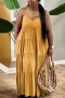 xl-5xl plus size summer new stylish 6 colors solid color sling loose pleated slight stretch backless casual maxi dress_Black_Blue_Magenta_Yellow