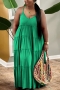 xl-5xl plus size summer new stylish 6 colors solid color sling loose pleated slight stretch backless casual maxi dress_Black_Blue_Magenta_Yellow_Watermelon Red_Green