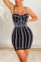 s-2xl plus size summer new 4 colors mesh patchwrok sling rhinestone decor bodycon stylish sexy mini dress_Black