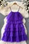 summer new stylish six colors stretch sling see-through mesh high quality sexy mini dress_Black_Purple