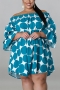 xl-5xl plus size summer new 5 colors stylish polka dot batch printing off-shoulder loose non-stretch casual midi dress_Black_Purple_Blue