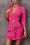 s-2xl autumn plus size new 5 colors rhinestone decor inelastic long sleeve suit collar double breasted stylish classic mini dress(with belt)_Black_White_Purple_Beige_Magenta
