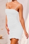 summer new 5 colors stretch sling shirring ruffle bodycon stylish sexy mini dress_Black_White