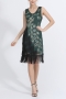 s-3xl retro new plus-size high-quality 4 colors sequins combination peacock pattern tassel slight-stretch prom party midi evening dress_Black_Dark Green