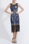 s-2xl retro new plus-size high-quality 5 colors sequins combination peacock pattern tassel slight-stretch prom party midi evening dress_Black_Dark Green_Red_Beige_Blue