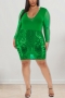 s-5xl plus size spring & summer new 6 colors stretch sequin mesh slim sexy mini dress(with lining)_Black_Purple_Red_Blue_Brown_Green