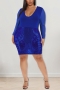 s-5xl plus size spring & summer new 6 colors stretch sequin mesh slim sexy mini dress(with lining)_Black_Purple_Red_Blue