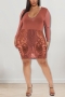 s-5xl plus size spring & summer new 6 colors stretch sequin mesh slim sexy mini dress(with lining)_Black_Purple_Red_Blue_Brown