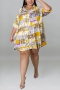 xl-5xl plus size summer new 4 colors inelastic flower batch printing single-breasted loose casual midi dress_Red_Blue_Yellow