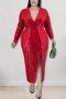 xl-5xl plus size autumn new 6 colors stretch sequin deep-v-neck split stylish maxi dress_Black_Red