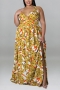 xl-5xl plus size summer new 5 colors inelastic floral batch printing crossed sling backless split sexy maxi dress_Purple_Blue_Magenta_Yellow