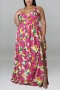 xl-5xl plus size summer new 5 colors inelastic floral batch printing crossed sling backless split sexy maxi dress_Purple_Blue_Magenta