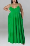 xl-5xl plus size summer new 6 colors stretch sling backless shirring casual maxi dress_Black_Sky Blue_Brown_Magenta_Yellow_Green