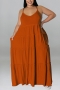 xl-5xl plus size summer new 6 colors stretch sling backless shirring casual maxi dress_Black_Sky Blue_Brown
