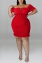 xl-5xl plus size summer new 7 colors stretch off-the-shoulder lace-up bodycon sexy mini dress_Black_Purple_Red