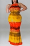 xl-5xl plus size summer new 8 colors stretch tie-dye printing hollow button slim sexy maxi dress_Black_Purple_Red_Rose Red_Blue_Dark Blue_Yellow