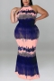 xl-5xl plus size summer new 8 colors stretch tie-dye printing hollow button slim sexy maxi dress_Black_Purple_Red_Rose Red_Blue_Dark Blue