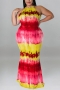 xl-5xl plus size summer new 8 colors stretch tie-dye printing hollow button slim sexy maxi dress_Black_Purple_Red