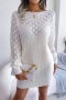 autumn & winter new 3 colors cutout knitted slight stretch stylish mini dress(without belt)_White
