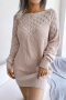 autumn & winter new 3 colors cutout knitted slight stretch stylish mini dress(without belt)_White_Blue_Pink