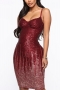 summer new stylish plus size slight stretch zip-up sequins sling slim backless high quality sexy mini dress_Black_Rose Red